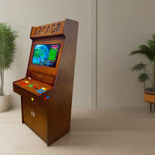 Load image into Gallery viewer, Full-sized two player upright arcade game with wood grain finish (7,000+ games)
