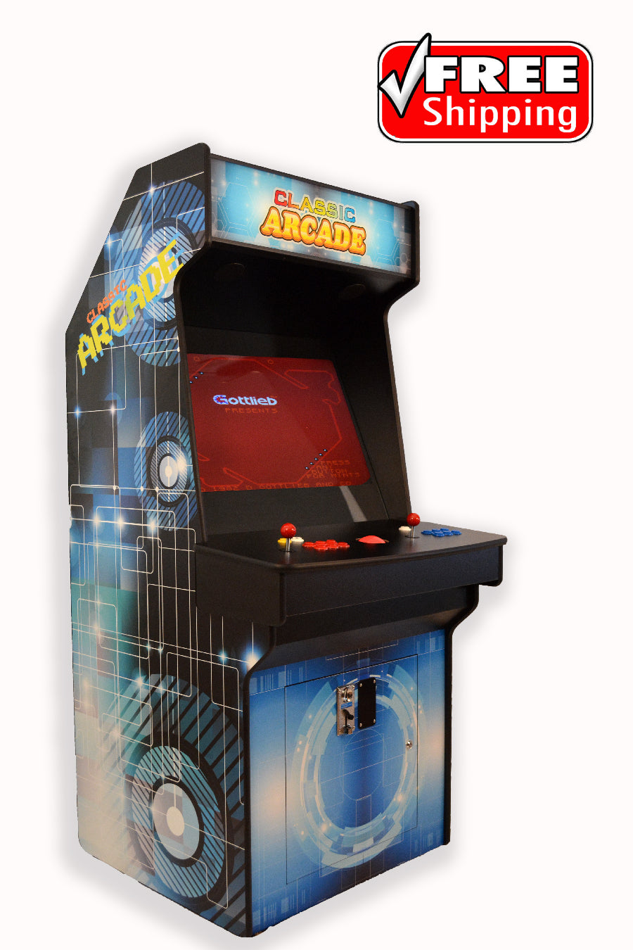 Full-Sized Two Player Upright Arcade Game With Trackball feat. 3,000 Games