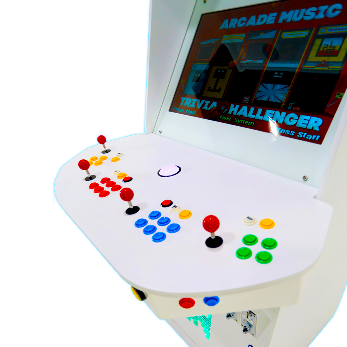 Full-sized four player upright arcade game with white gloss finish (7,000+ games)