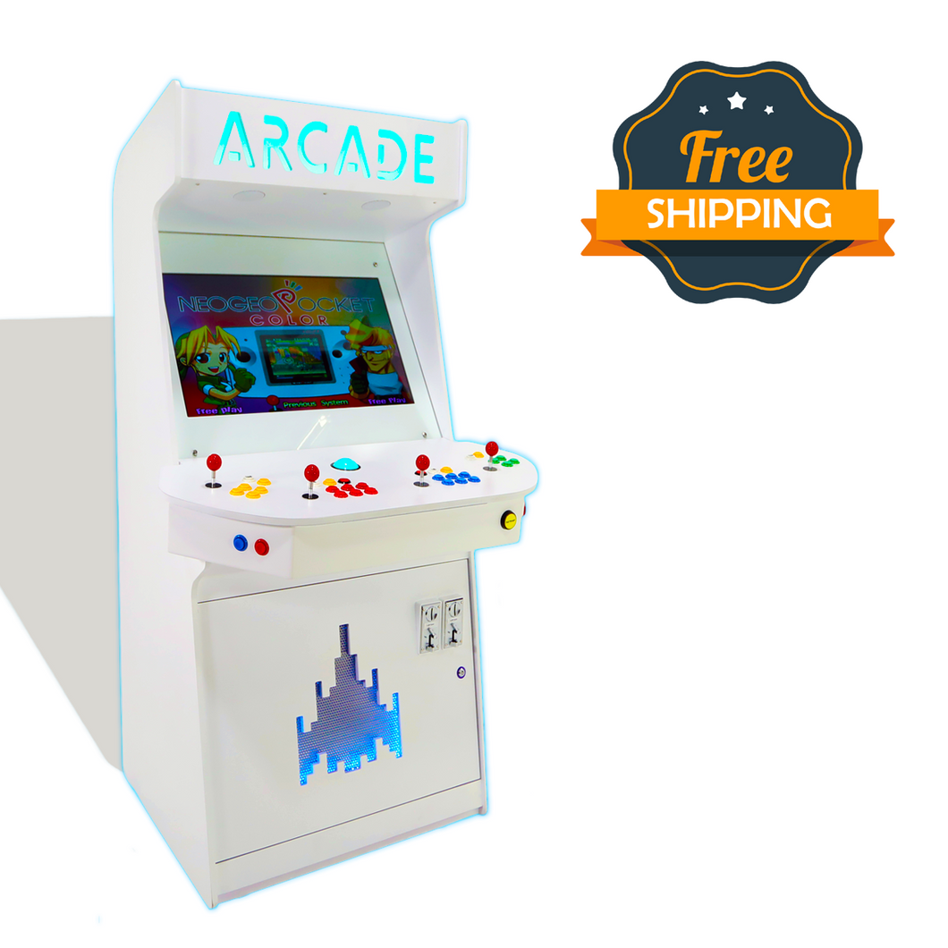 Full-sized four player upright arcade game with white gloss finish (7,000+ games)