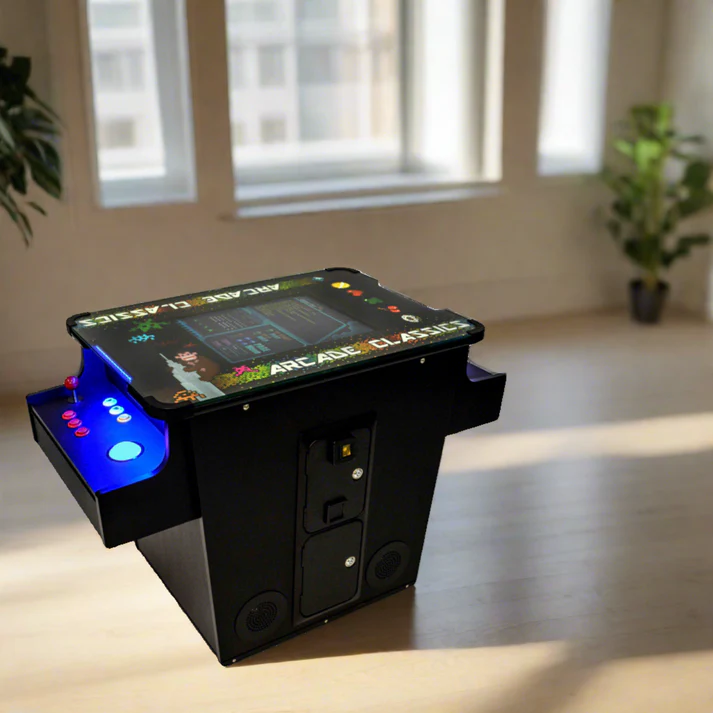Full-sized cocktail table arcade game from Game Room City in a home setup.