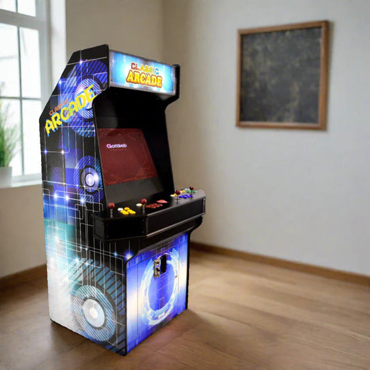 Full-sized four player upright arcade game with trackball with 3,000 games. 