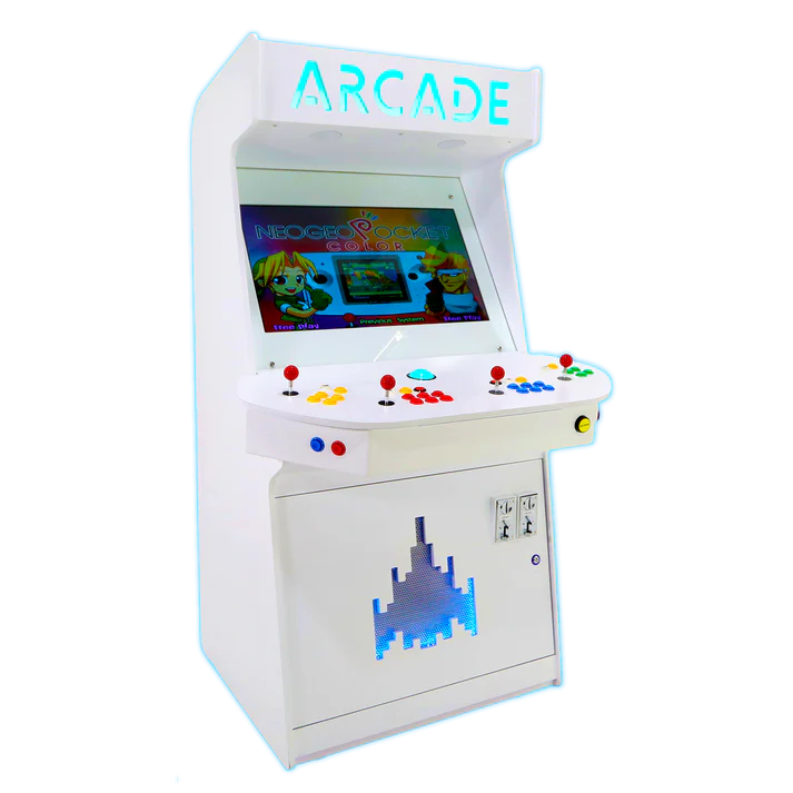 Full-sized four player upright arcade game with white gloss finish (7,000+ games)