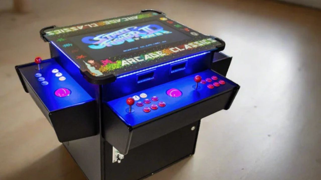 Full-sized, 3-sided, Cocktail Table Arcade Game With 1,162 Classic, Golden Age, Retro Games, and Trackball