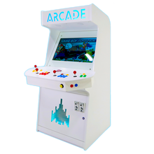 Load image into Gallery viewer, Full-sized four player upright arcade game with white gloss finish (7,000+ games)
