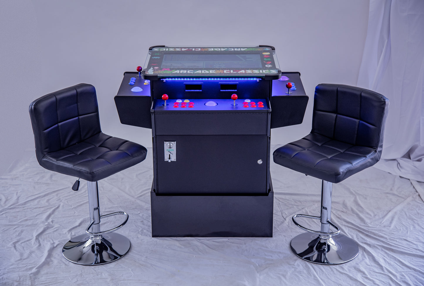 Full-sized, Three Sided, Cocktail Table Arcade Game With 3,016 Classic, Golden Age, Midway Games, and Trackball
