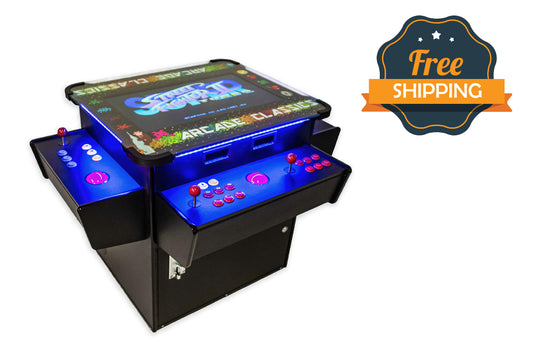 Full-sized, Three Sided, Cocktail Table Arcade Game With 3,016 Classic, Golden Age, Midway Games, and Trackball