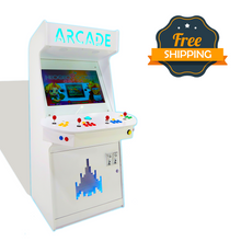 Load image into Gallery viewer, Full-sized four player upright arcade game with white gloss finish (7,000+ games)
